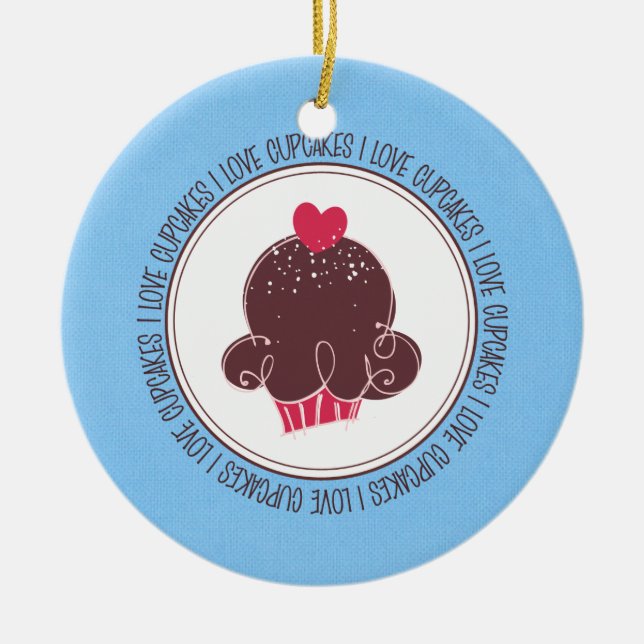 I Love Cupcakes Céramique Noël Ornements (Devant)