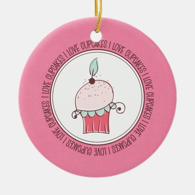I Love Cupcakes Céramique Noël Ornements (Devant)