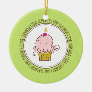 I Love Cupcakes Céramique Noël Ornements