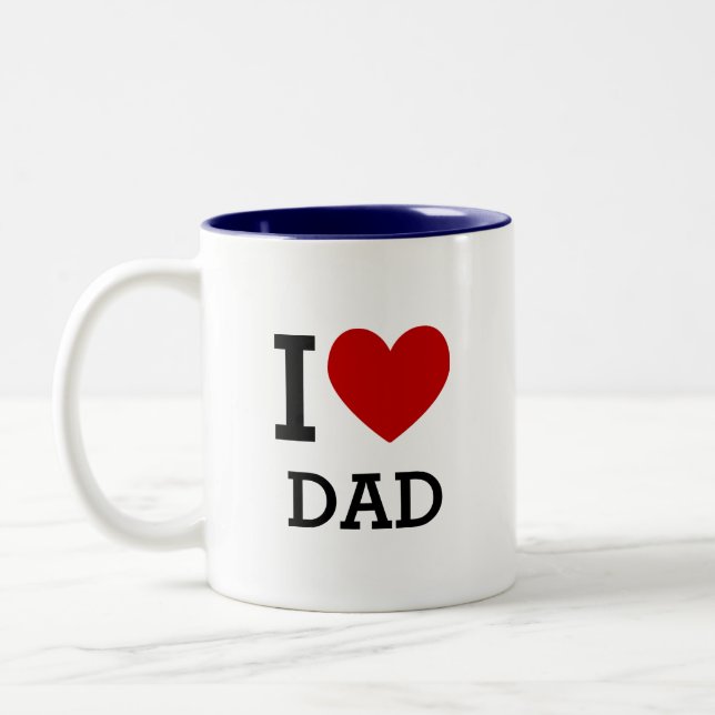 I Love Dad Mug Heart Graphic Father Gift (Gauche)