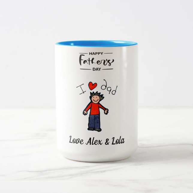 "I Love Dad" tasse avec le nom de l'enfant. (Centre)