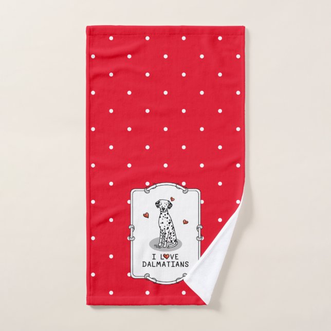 I Love Dalmatians (noir 1) Coeurs Amusants (Serviette à main)