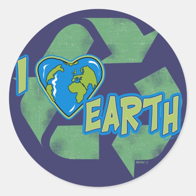 I Love Earth Recycle Sticker (Devant)