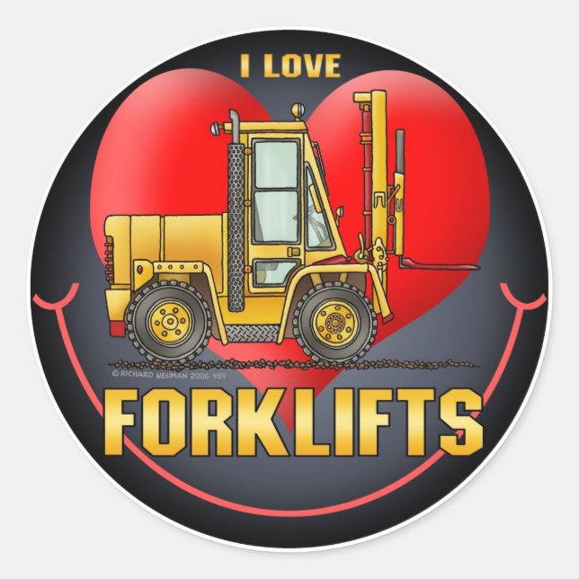 I Love Forklifts Trucks Sticker pour enfants (Devant)