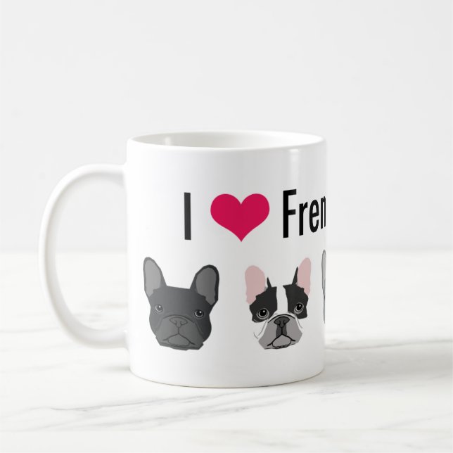 I Love French Bulldogs mug - frenchie cadeau (Gauche)