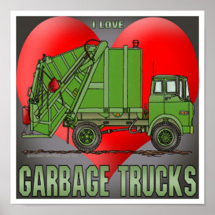 I Love Garbage Trucks Greens Affiche Imprimer