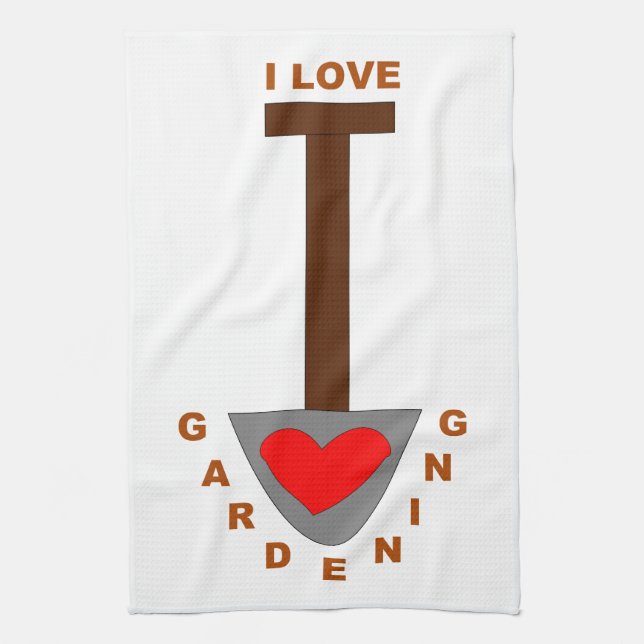 I Love Gardening Spade Serviette de cuisine (Vertical)