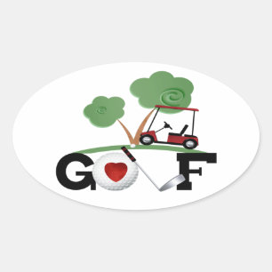 I Love Golf Oval autocollant