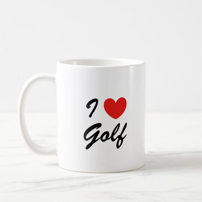 I Love Golf Sports Typographie Coffee Mug (Gauche)