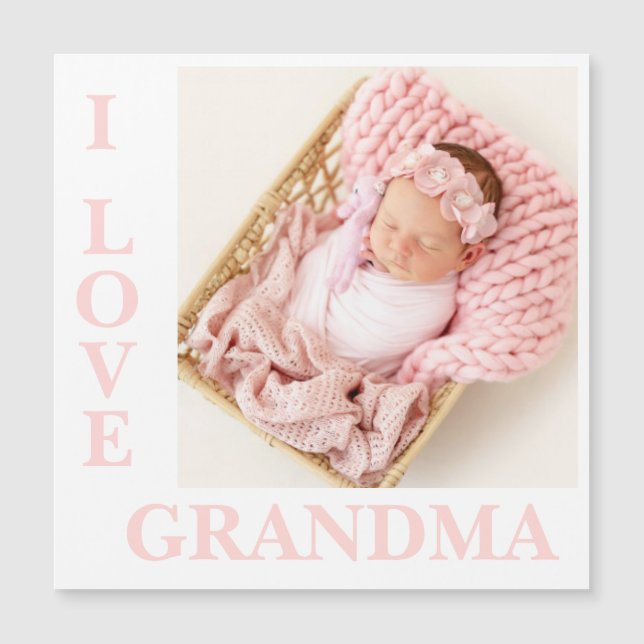 I Love Grand-mère Pink Typographie Photo Birth Mag (Devant)