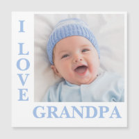I Love Grand-père Blue Typographie Photo Birth Mag