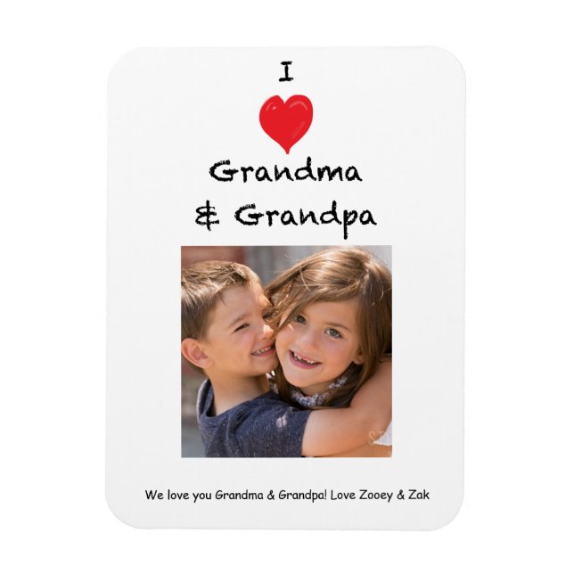 I Love Grandma and Grand-mère Photo Magnet Keepsak (Vertical)