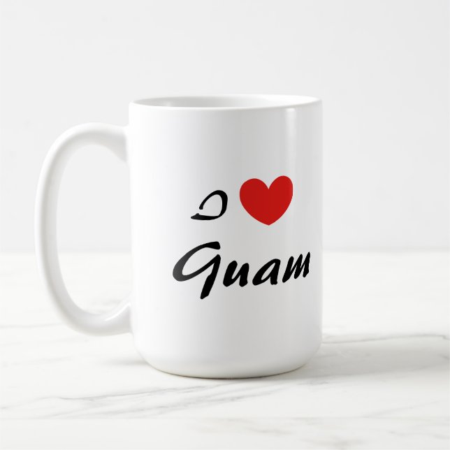 I Love Guam Heart Typography Coffee Mug (Gauche)