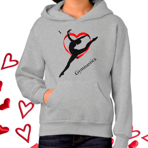 I Love Gymnastics Heart Hoodie for Girls