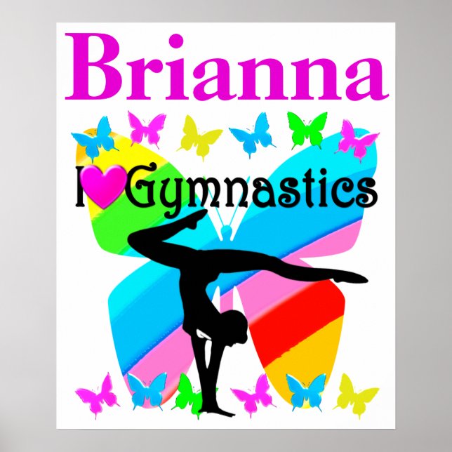 I LOVE GYMNASTICS PERSONALIZED BUTTERFLY POSTER (Devant)