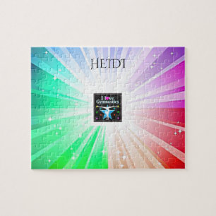 "I LOVE GYMNASTICS" puzzle avec gymnaste.