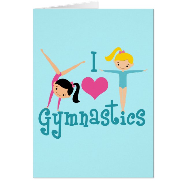 I Love Gymnastique mignonne Gymnaste Card (Devant)