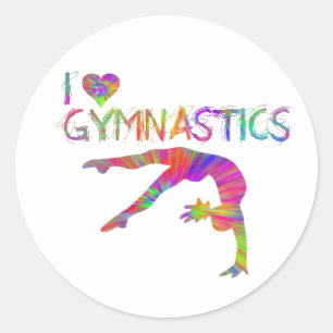 I Love Gymnastique Tie Dye Chemises Sacs Stickers