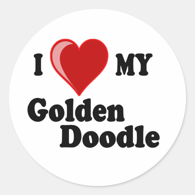I Love (Heart) My Golden Doodle Dog Sticker (Devant)