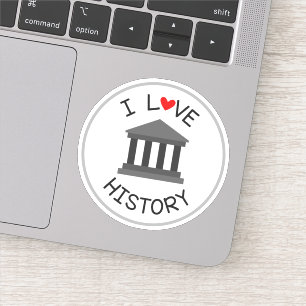 I Love History School Die Cut Sticker Decal