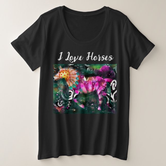I Love Horses Abstrait Whimsical Cheval Peinture (Design devant)