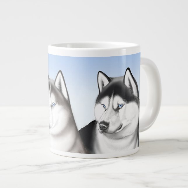 I Love Husky Dogs Jumbo Mug (Devant droit)