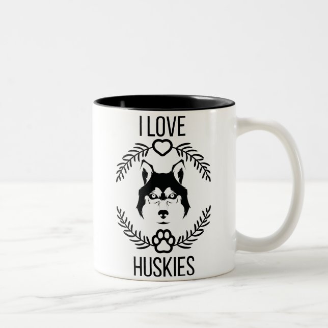 I Love Husky tendance Mug moderne pour amoureux de (Droit)