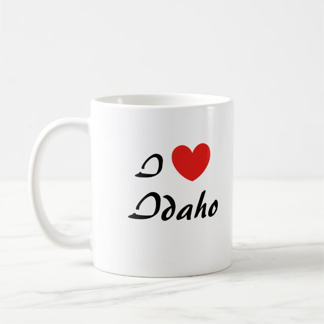 I Love Idaho Coeur Typographie Café Mug (Gauche)