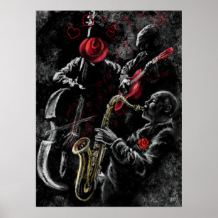 I Love Jazz Music Poster - Peinture Art