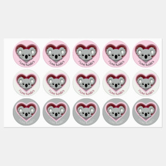 I Love Koalas Sticker Sheet Cute Koala Bear Heart