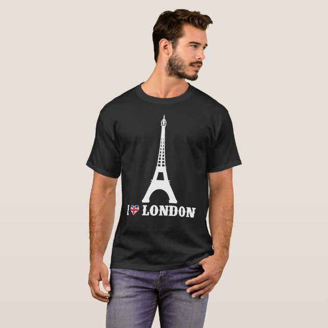 I Love London T-Shirt Tour Eiffel Prank Joke Tee (Devant entier)