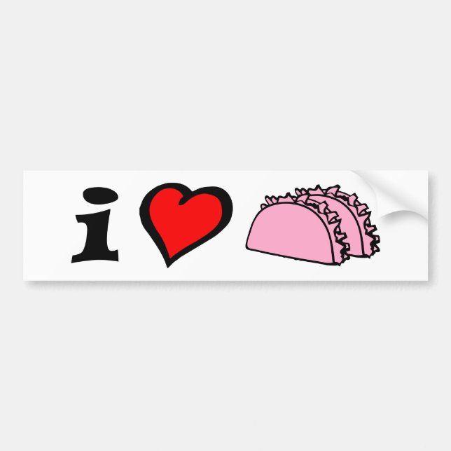 I Love LUV Heart Pink Tacos Sticker (Devant)
