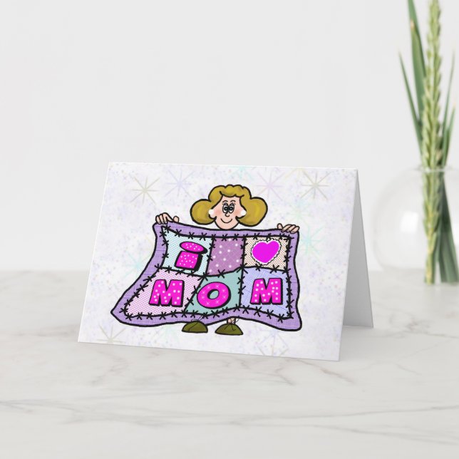 I Love Maman Quilt Carte de voeux (Devant)
