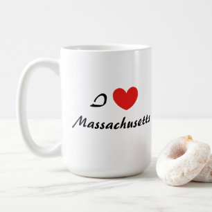 I Love Massachusetts Typographie Coeur Café Mug