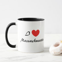 I Love Massachusetts Typographie Coeur Café Mug