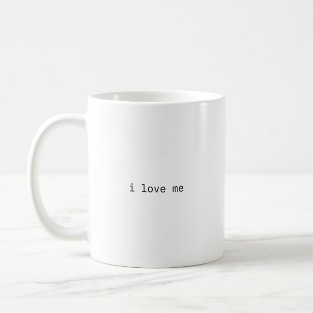 "i love me" minimal coffee mug  (Gauche)