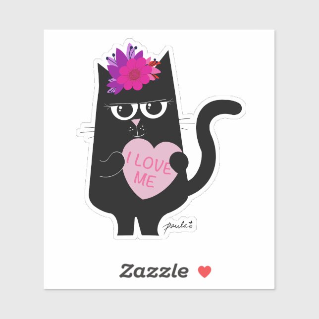 I Love Me - Sticker blanc brillant de 4" (Feuille)