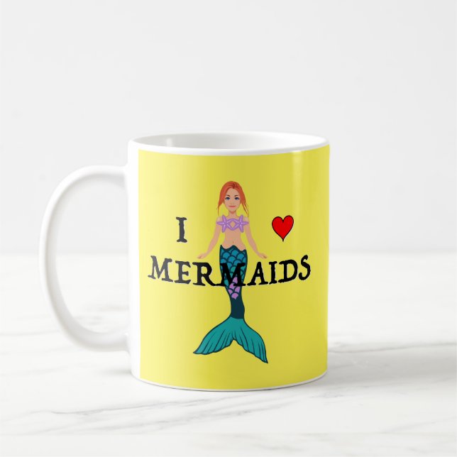 I Love Mermaids Design - Mug Classique (Gauche)