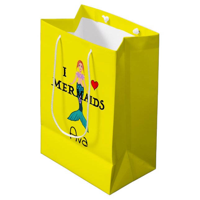 I Love Mermaids Design - Sac Cadeau - Moyen (Devant Angle)