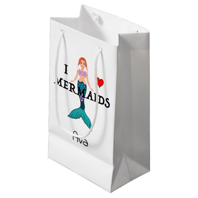 I Love Mermaids Design - Sac Cadeau - Petit (Devant Angle)