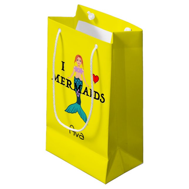 I Love Mermaids Design - Sac Cadeau - Petit (Devant Angle)