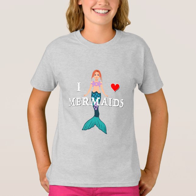 I Love Mermaids Design - T-Shirt de base pour fill (Devant)