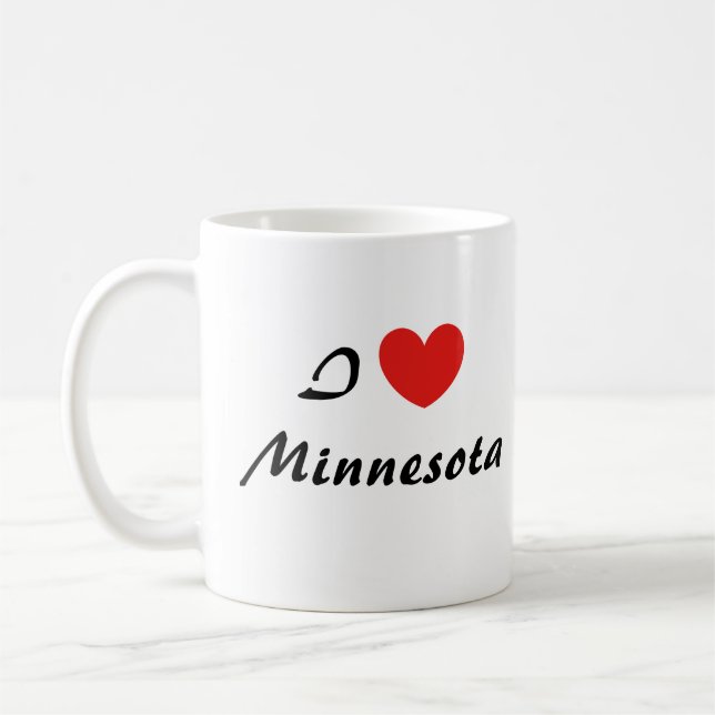 I Love Minnesota Heart Typography Coffee Mug (Gauche)