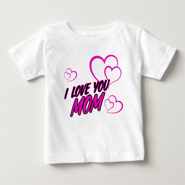 I Love Mom” Kids T-Shirt – Cute Heart Design Toddl (Devant)