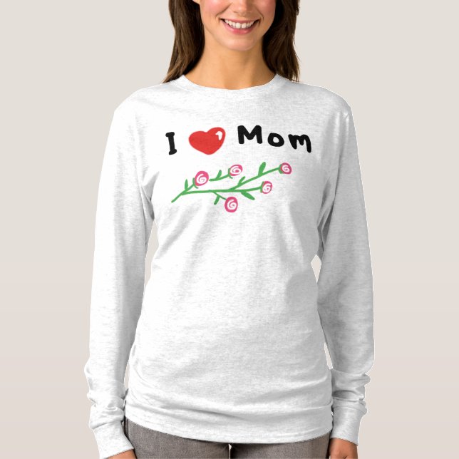 I Love Mom Simple Manipulé T-shirts à manches long (Devant)