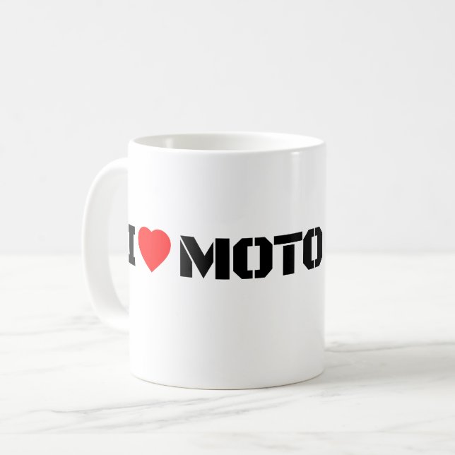 I Love Moto Motorcycle Coffee Mug (Devant gauche)