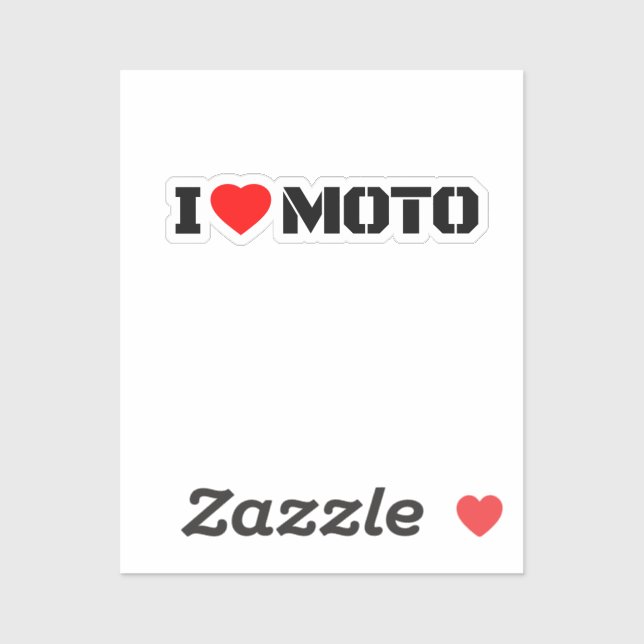I Love Moto Motorcycle Sticker (Feuille)