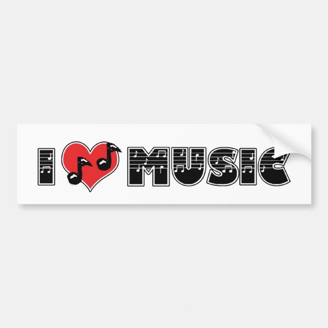 I Love Music Bumper Sticker (Devant)