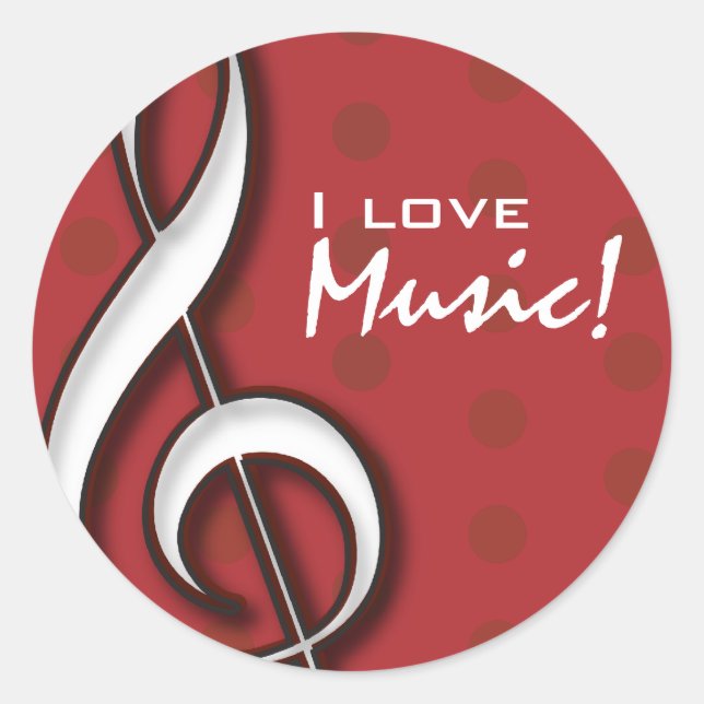 I Love Music Sticker avec texte personnalisable (Devant)