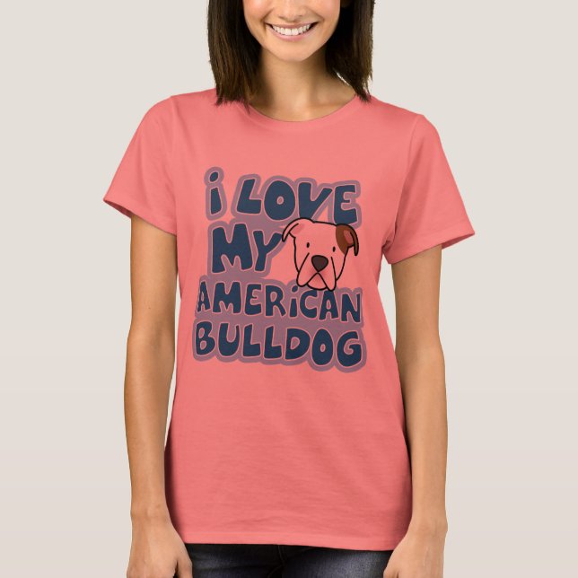 I Love My American Bulldog Ladies Ringer T-Shirt (Devant)
